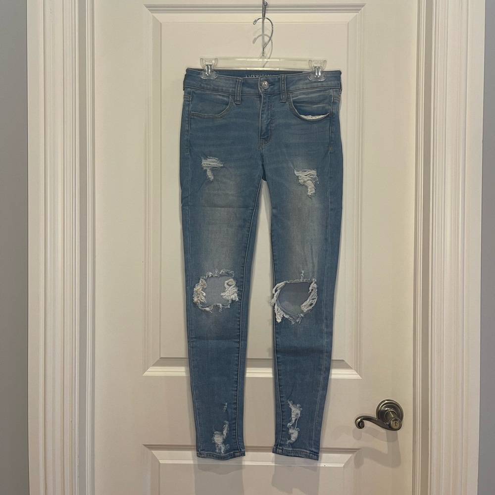 light-medium wash skinny jeans